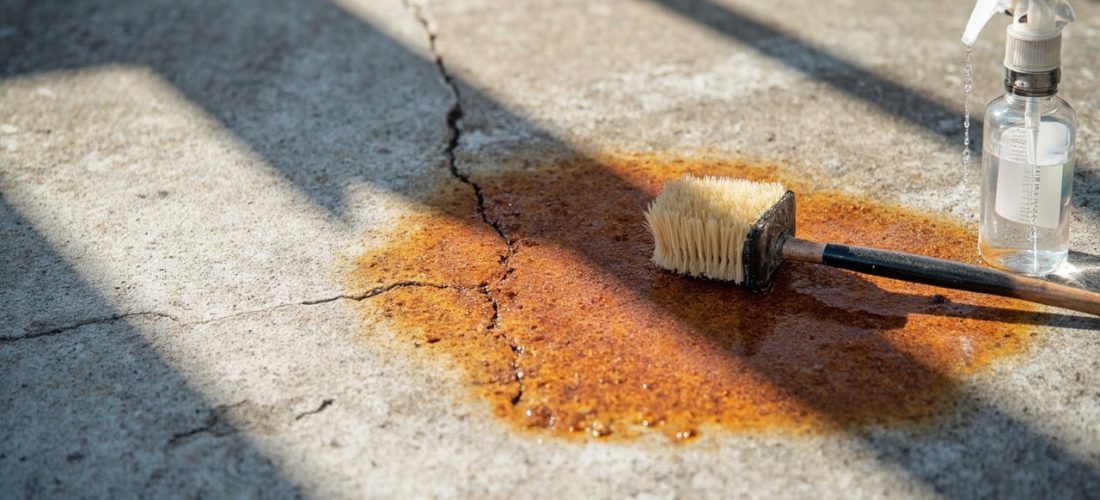 tache de rouille sur dalle de terrasse : guide efficace